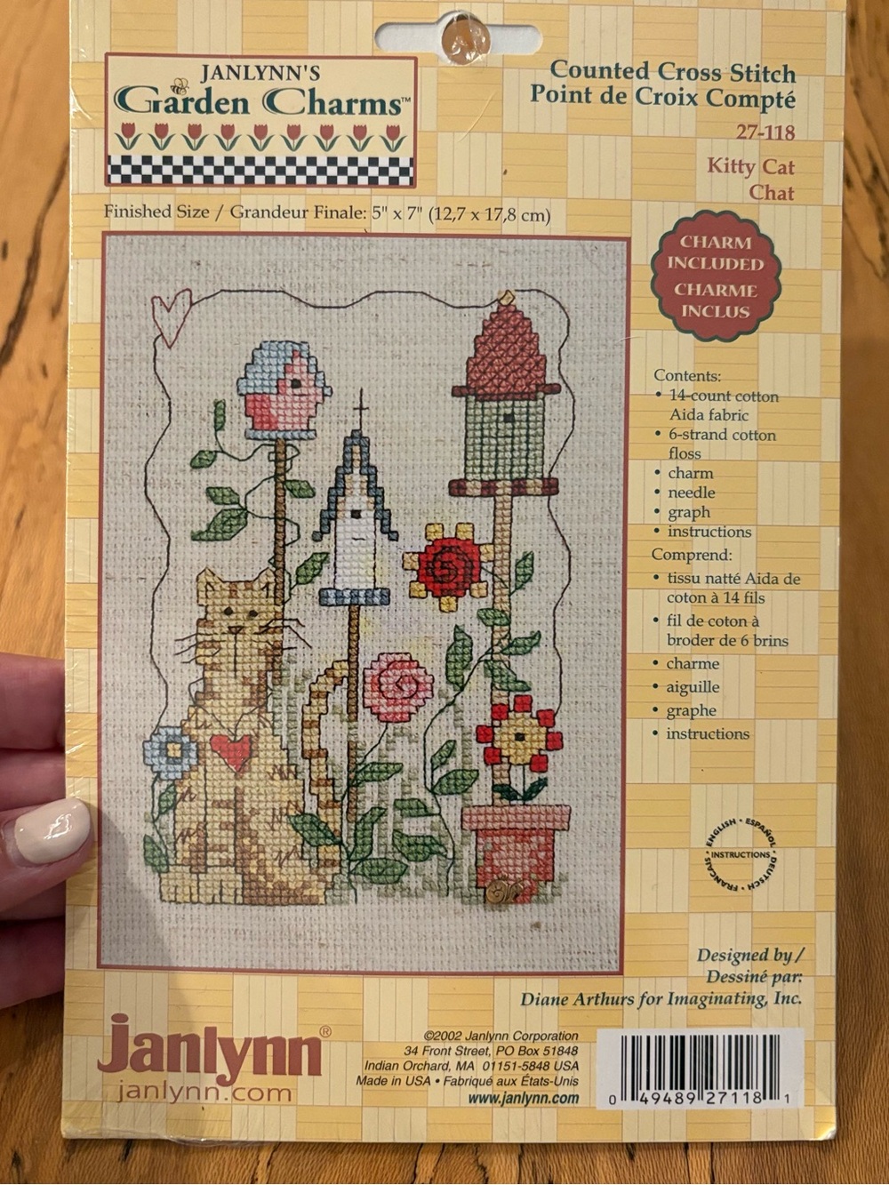 Janlynn Garden Charms Kitty Cat Counted Cross Stitch Kit 27-118 Vintage